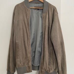 Men’s Gray Bomber Jacket with Ribbed Details